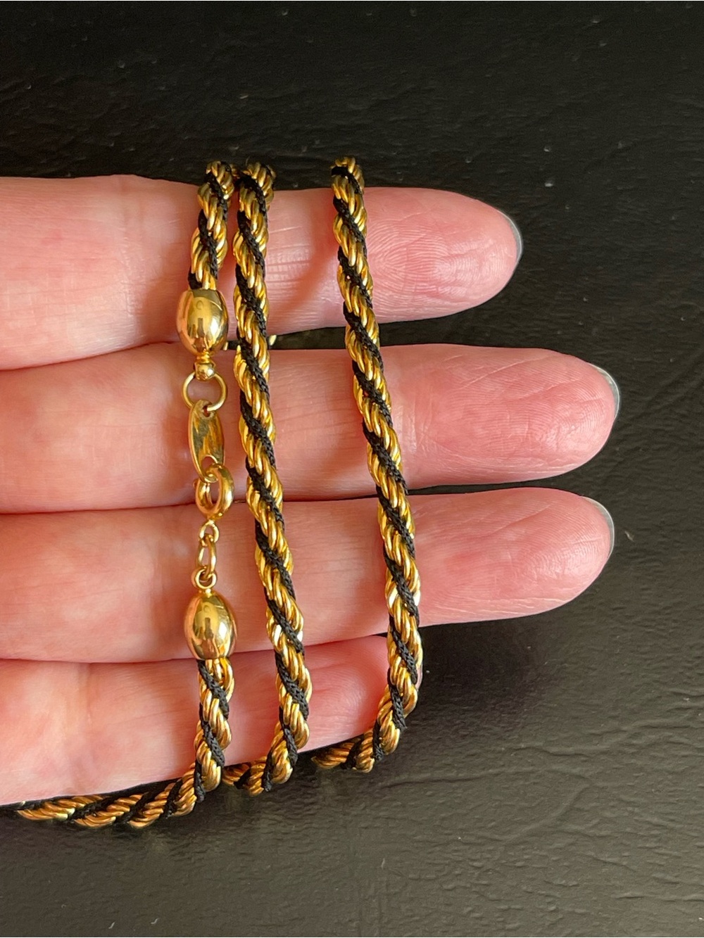 Vintage Gold and Black Twisted Rope Necklace. - Picture 3 of 5